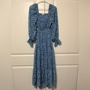 Moon River Blue Floral Maxi Dress